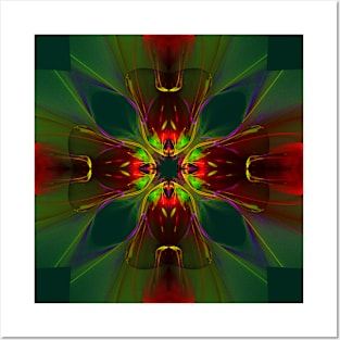 Kaleidoscope Red Green Posters and Art